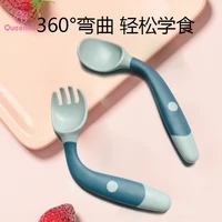 baby products silicone spoon fork set complementary food toddlers learning to eat training flexible soft fork infant tableware