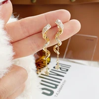 juwang diy earrings irregular snake cute bling zircon stone stud earrings for women fashion jewelry 2021 new korean earrings