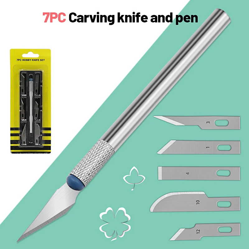 

High Quality 6 Blades Metal Scalpel Knife Anti-Skid Engraving Craft Knife Mobile Phone Laptop PCB Repair Hand Tools