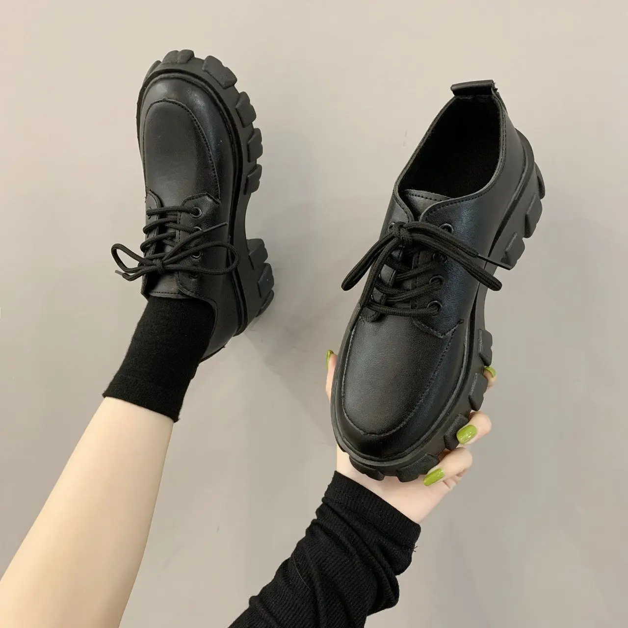 Autumn Platform Casual Shoes Women Chunky Sneakers Height Increasing Shoes Ladies Thick bottom Leather Shoes Zapatos Mujer 389