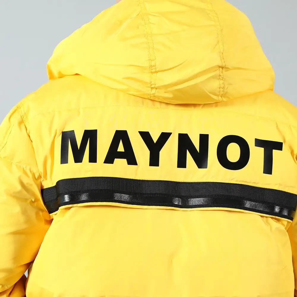 Мужская куртка на белом утином пуху SIMWOOD модная приталенная парка с надписью в