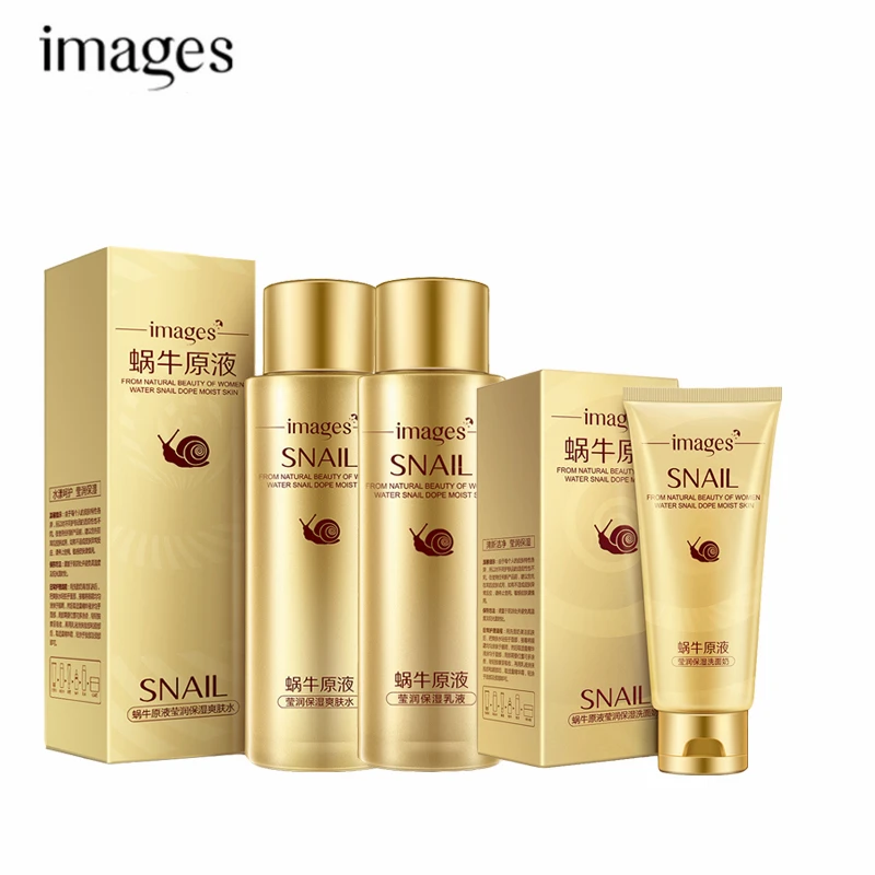 Изображения 3 шт. лицо улитки наборы для ухода за кожей гиалуроновой кислотой