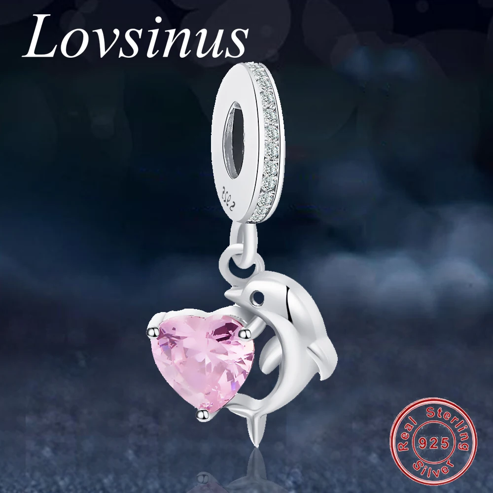 

925 Sterling Silver Animal Heart Dolphin Charm Pendant Beads Fit Original Europe Charms Bracelet Bangles Berloque Bisuteria DIY