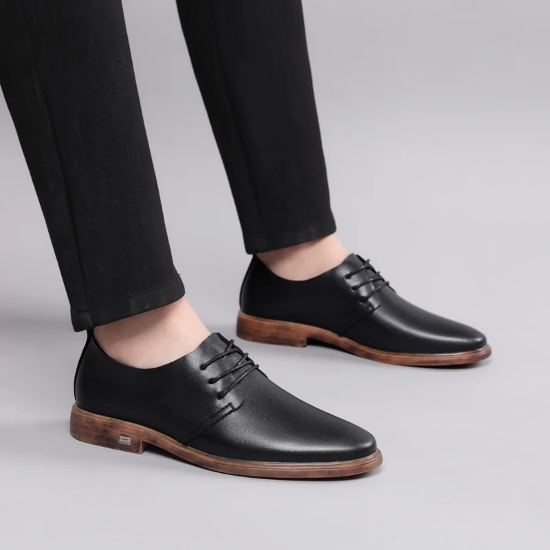 New Men's Dress Shoes Casual Real Leather Men Business Office Footwear Spring Autumn Non-Slip Formal Oxford For | Обувь