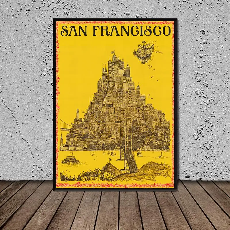 

New Arrival Modern Nordic Decor David Schiller San Francisco Poster Canvas Painting Wall Art Pictures Gifts