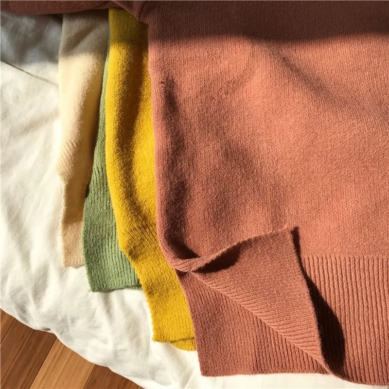 

Sweaters Women All-match Loose Knitted Korean Style Streetwear Pullover High Quality Womens O-neck Trendy Long Sleeve Tops Chic