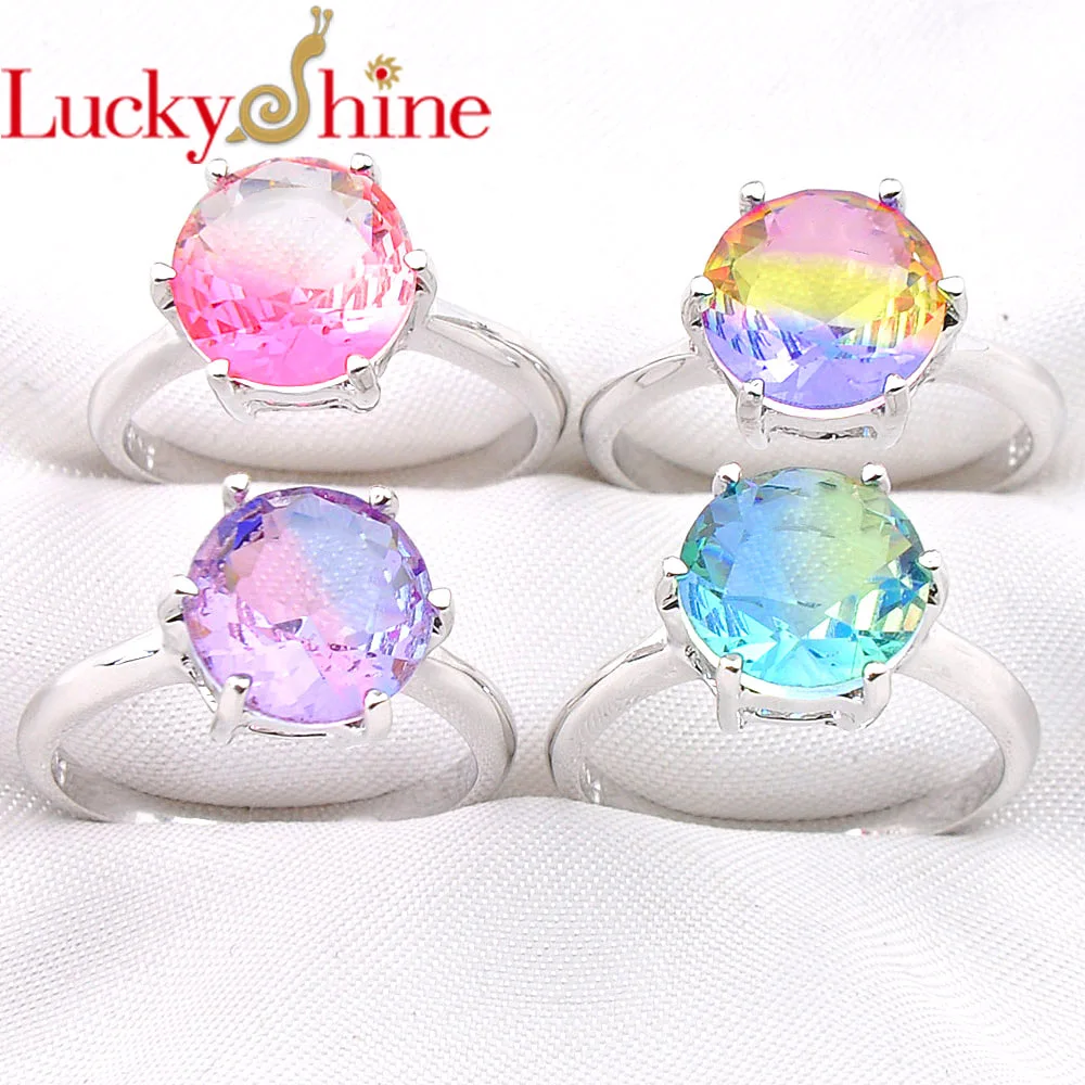 LuckyShien кольца для близкого друга круглые двухцветные турмалиновые драгоценные