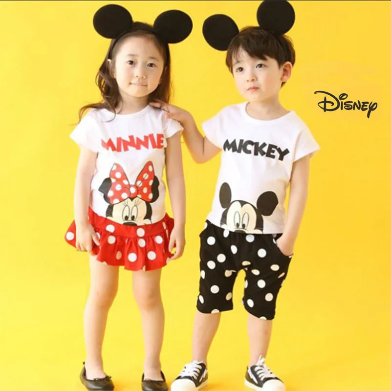 Одежда для маленьких девочек Disney набор Минни одежда мальчиков с Микки Маусом