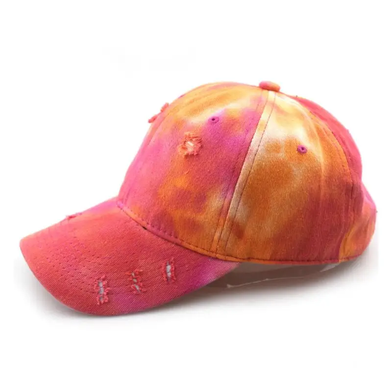 

Unisex Vintage Washed Distressed Cotton Baseball Cap Colorful Gradient Tie-Dye Printed Summer Outdoor Sport Snapback Hat