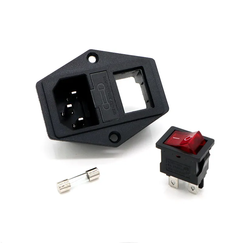 С предохранителем 10А! Красный зеленый черный кулисный выключатель с плавким C14