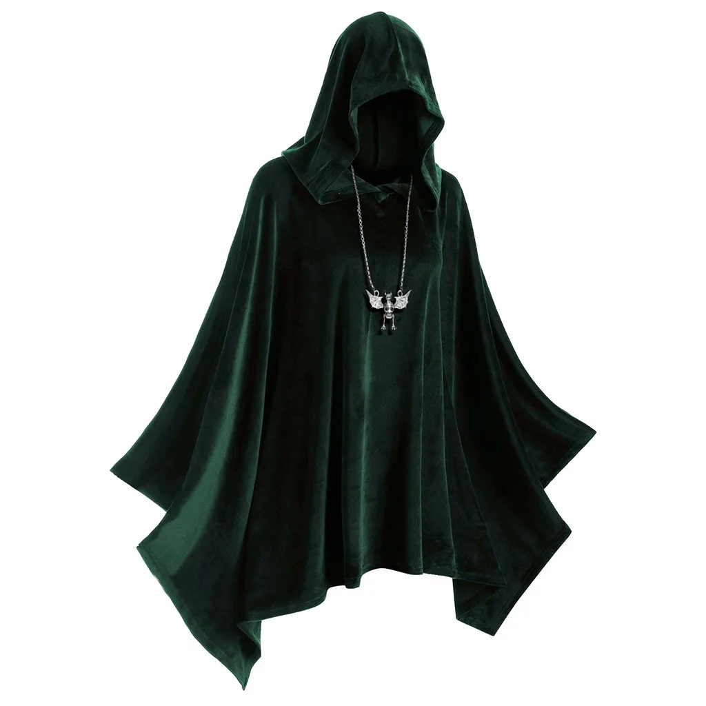 

Hollween poncho Fashion Womens Solid Cloak Vintage Matching Hooded Cape Coat female poncho disfraz mujer halloween FB