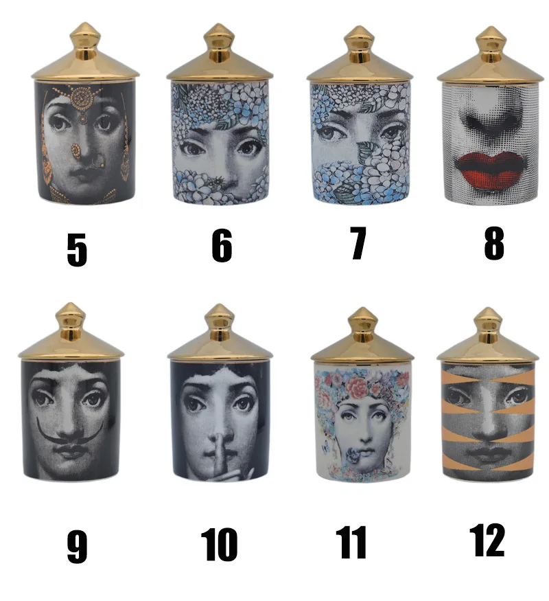 

Retro face Candlestick fragrance jar storage ceramic caft home decoration cotton swab storage