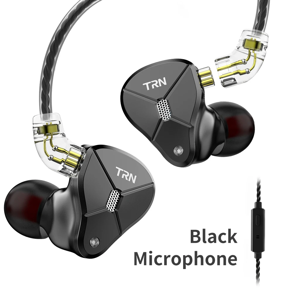 TRN BA5 5BA драйвер Untis металлические наушники в ухо IEM HIFI монитор Бег Спорт гарнитура сценическая Съемная 2Pin KZZSX CCAC12 TRN V90 - Цвет: Black with mic
