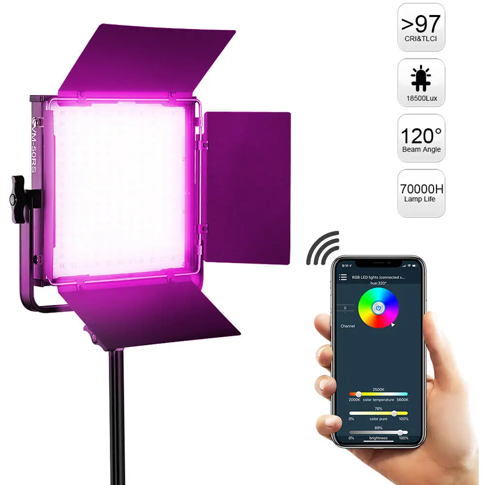 

Светодиодные панели GVM 50RS3L RGB, 3 лампы светодиодный со штативом, диффузорами