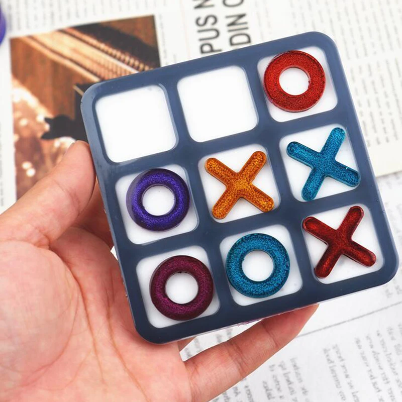 

1pc Tic Tac Toe OX Chess Game Mirror Silicone Casting Mold For DIY Resin Uv Epoxy Jewelry Tools Craft Handmade Making Small Size