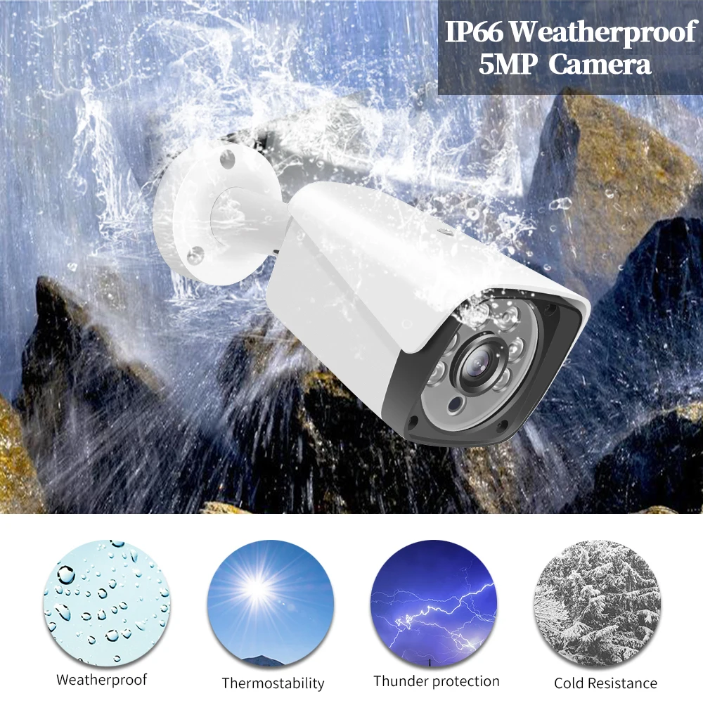 

H.265+ POE CCTV Security System 16CH 5MP 4K Audio Record NVR Outdoor 5MP PoE IP Camera IR-CUT Night P2P Video Surveillance Kit