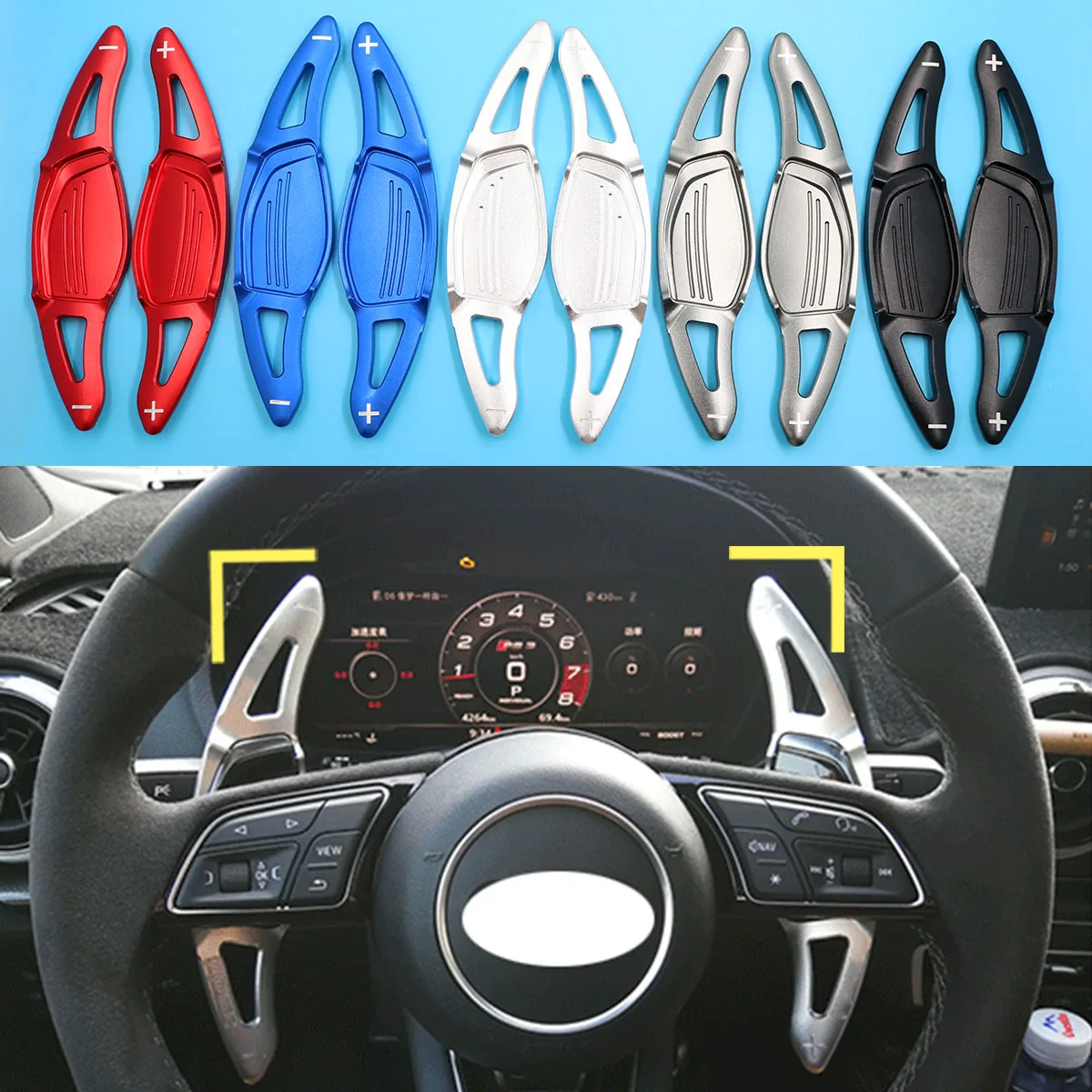 

Fit For Audi R8 RS3 RS4 RS5 TT RS Car Steering Wheel Paddle Gear Shift Extension Shifter Accessories