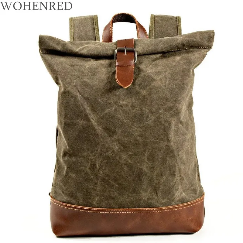 Мужские рюкзаки из вощеного холста школьные водонепроницаемая дорожная сумка