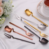 304 stainless steel cutlery kitchen cute tableware spoon fork dinnerware teaspoons coffee mixing spoons salad food utensils