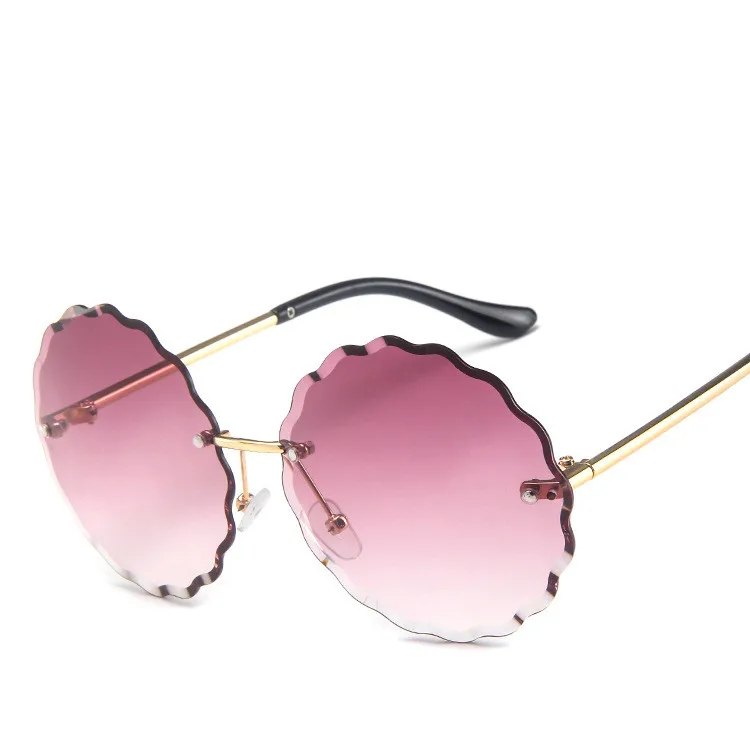 Женские винтажные стильные солнцезащитные очки с цветком без рамки женские и