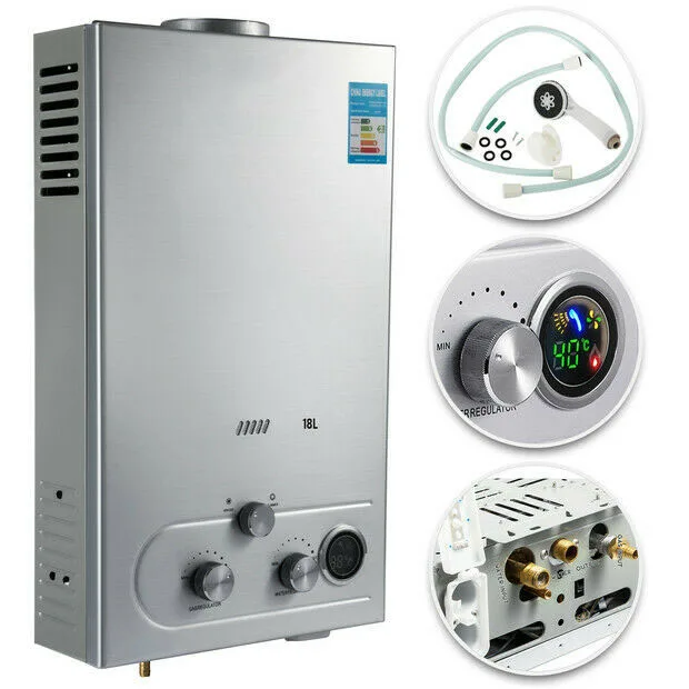 

VEVOR 18L Propane Gas LPG Tankless Hot Water Heater On-Demand Boiler Shower Kit