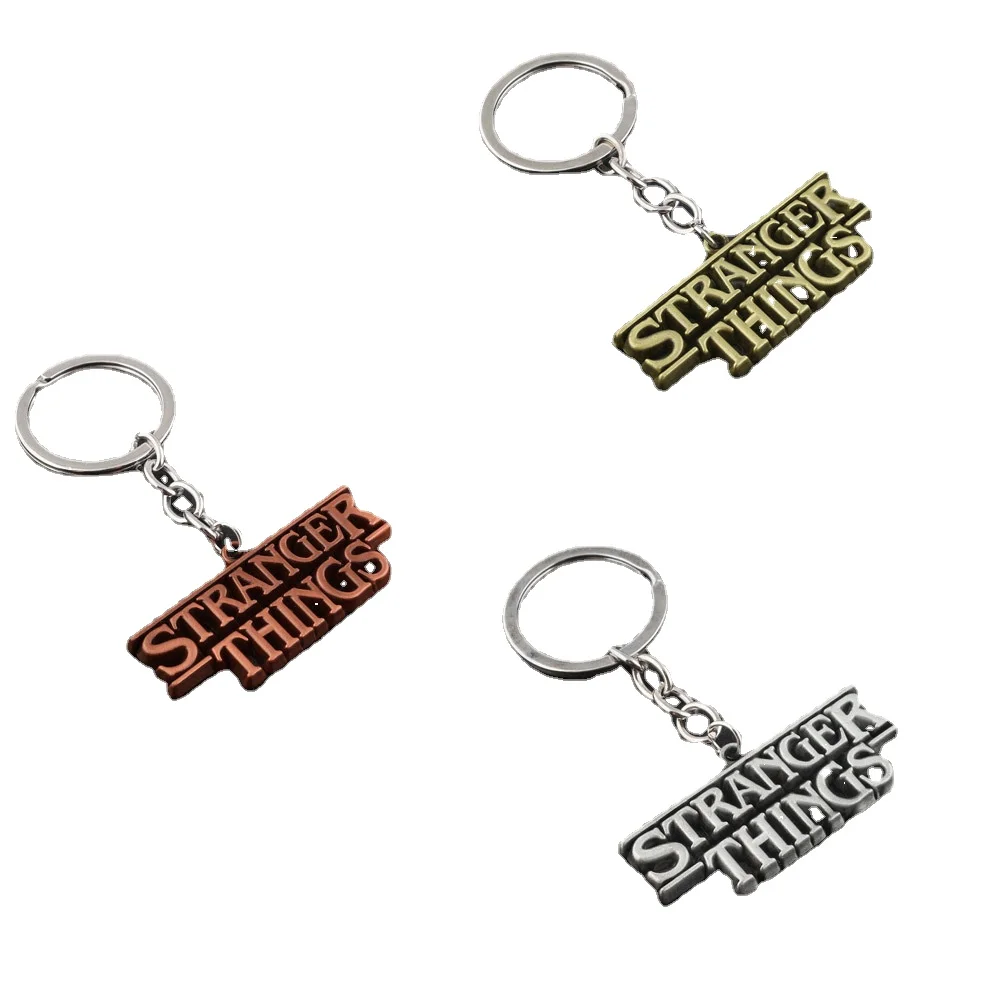 

Stranger Things Figure Necklace Anime Letter Fashion Cartoons Keychain Pendant Jewelry Charms Key Holder Gift Accesorios