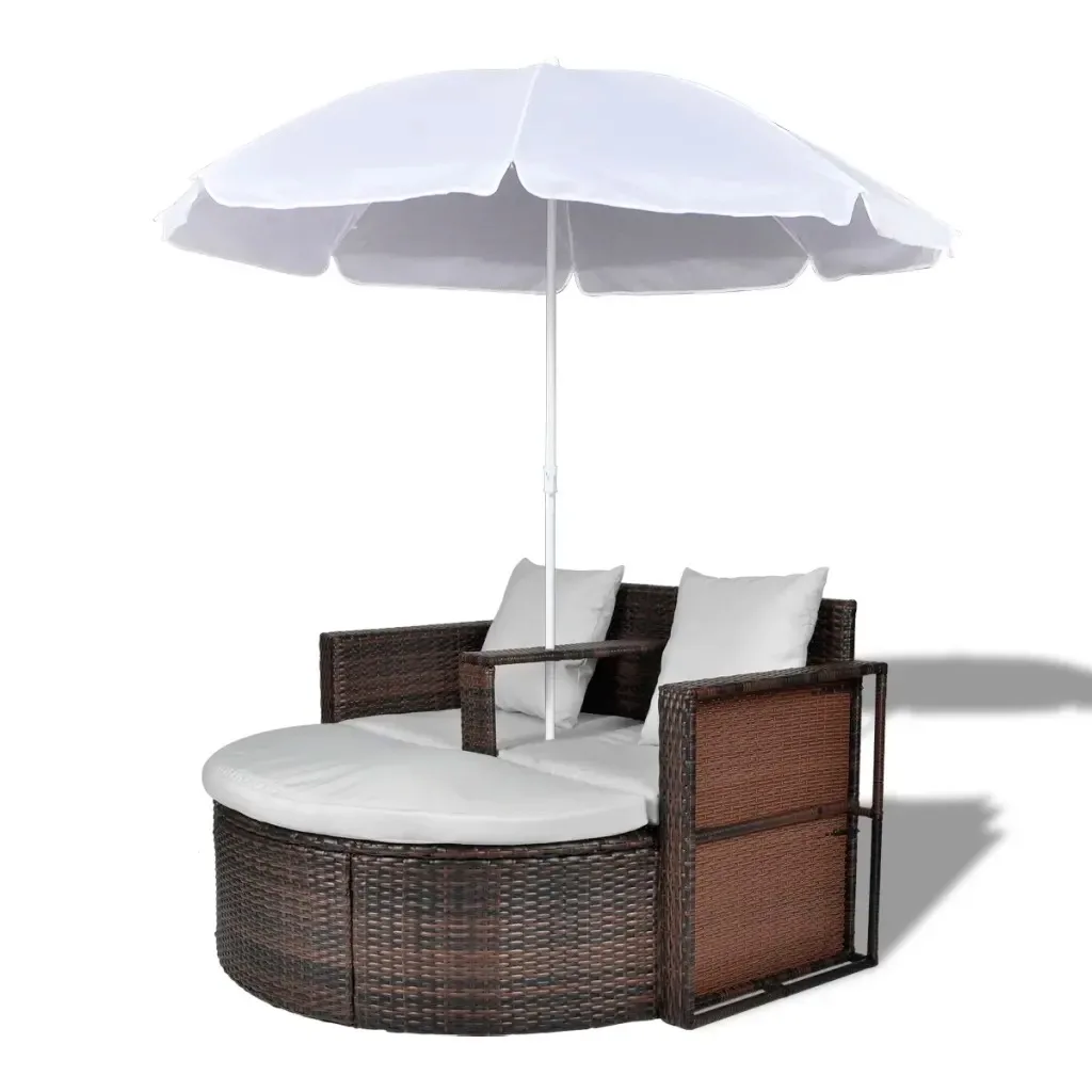 Bestellen VidaXL Outdoor Möbel Bett Mit Sonnenschirm Geflochtene Harz Garten Sofas