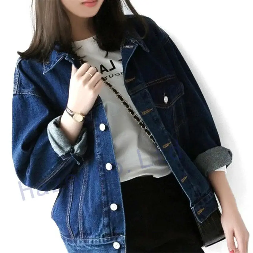 Модная женская джинсовая куртка оверсайз свободного кроя стильное джинсовое
