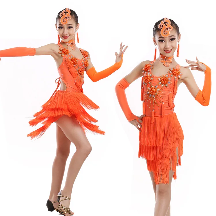 Танцевальная одежда для сальсы Танго ча костюм латинских танцев девочек детский