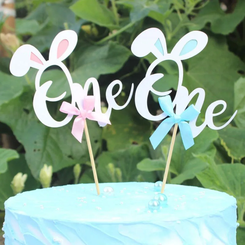 1 шт. розовый голубой кроличий ушко топпер для торта украшение первого дня