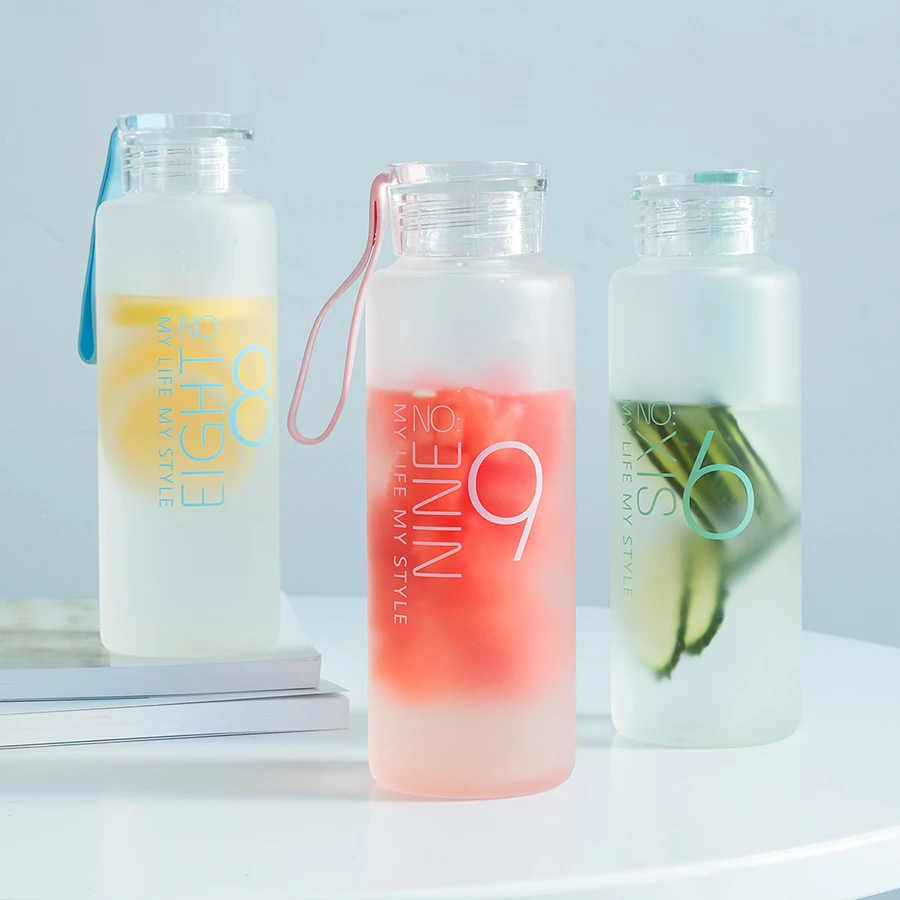 Стеклянная бутылка для воды экологичный матовый контейнер летняя лимонной