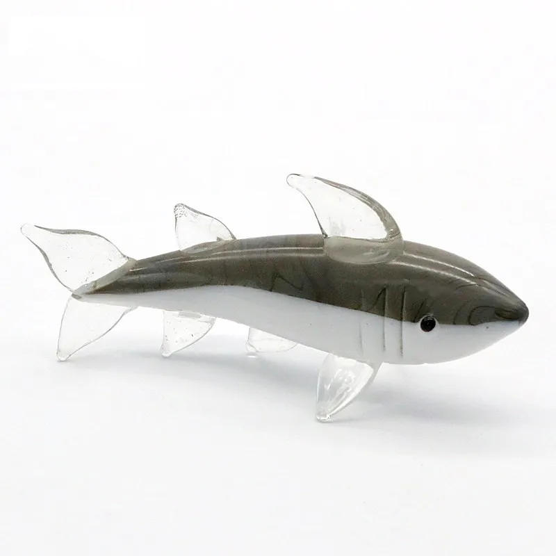 

Gray Murano Glass Shark Art Figurine Miniature Handmade Cute Vivid Sea Animal Crafts Ornaments Aquarium Decor Charms Accessories