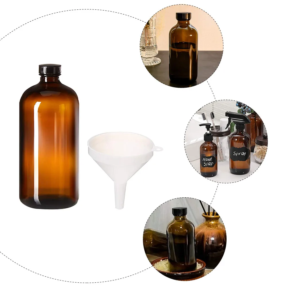 

4Pcs Brown Glass Reagent Bottle Small Mouth Bottles Sample Bottles with 1 Funnel