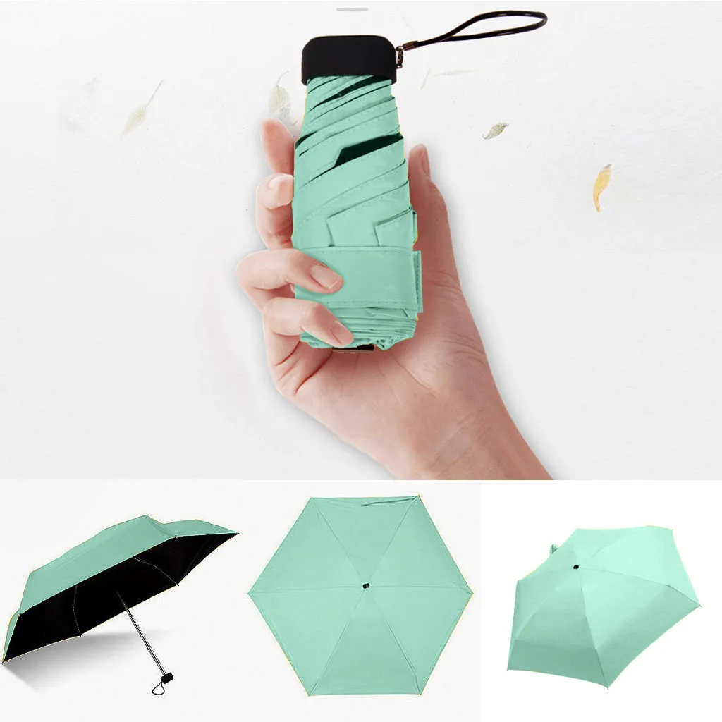 

Складной мини-зонт, женский портативный карманный плоский легкий зонтик, складной зонтик от солнца в 5 раз, дорожные фотозонтики для девушек