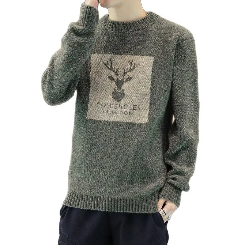 

Winter Round Neck Sweater Men 2021 New Men's Warm Thick Knitted Sweater