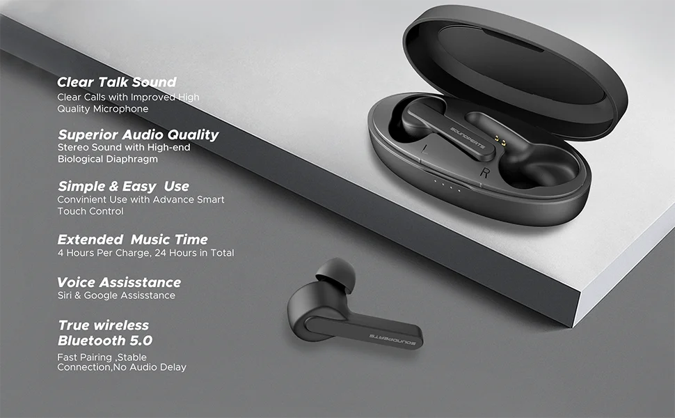 SoundPEATS Truecapsule Bluetooth 5,0 настоящие беспроводные наушники-вкладыши TWS гарнитуры высокого разрешения микрофон авто-пара беспроводные наушники