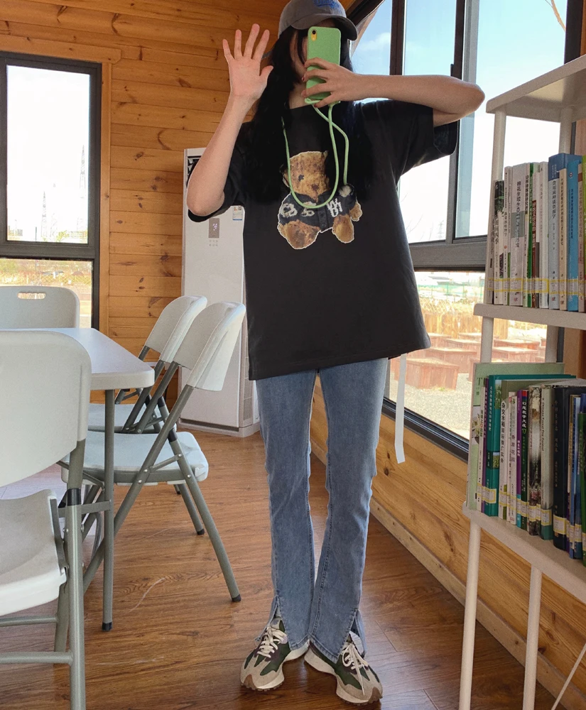 

CMAZ Women 2021 Bear Short Sleeve Printing Summer Fashion Clothes Print Tshirt Female Tee Top Ladies Graphic T-shirts 6566#