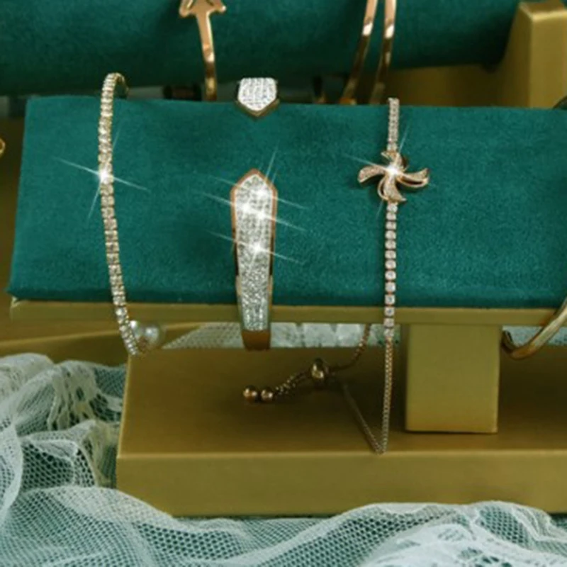 

Wood 2 Tier Bracelet Watch Stand Holder Jewelry Showcase Display Storage Necklace Bangle Organizer