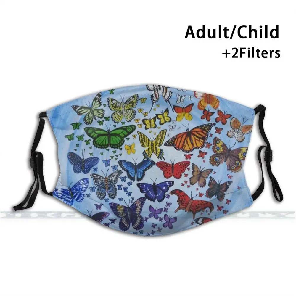 Бабочки мира Iv пользовательский дизайн для детей взрослая маска Пылезащитный