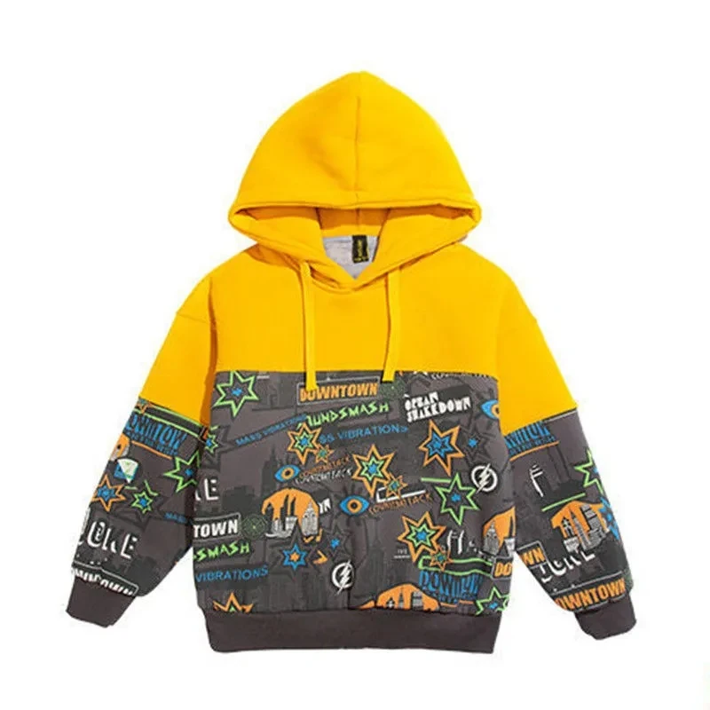 

3-14 Years Children Boys Multicolor cartoon Sweatshirt Autumn Winter Kids Boys Top warm Clothes Wool cashmere Printing Hoodies