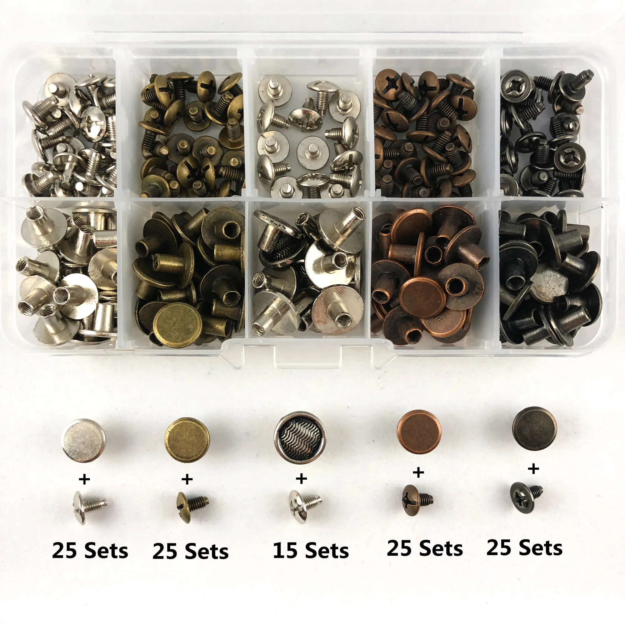 YORANYO 115 наборов набор смешанных цветов с круглой плоской головкой Винты волнистые