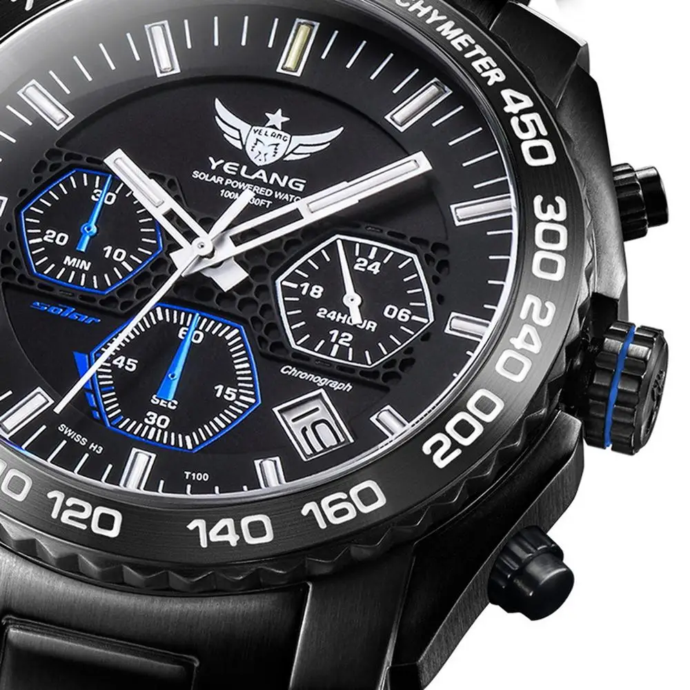 Мужские часы с тритием Yelang мужские Eco Drive армейские наручные T100 H3 светящиеся