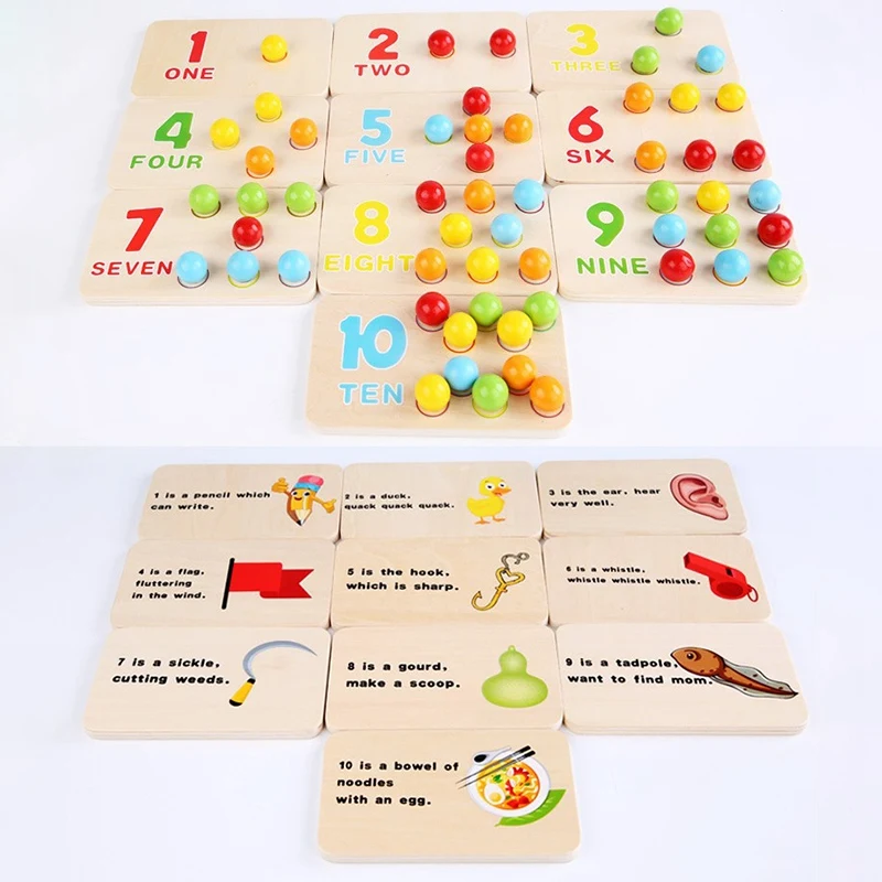 

Wooden Clip Beads Math Counting Number Sorting Matching Game Puzzle Toys Kids Toddler Education Learning Toys