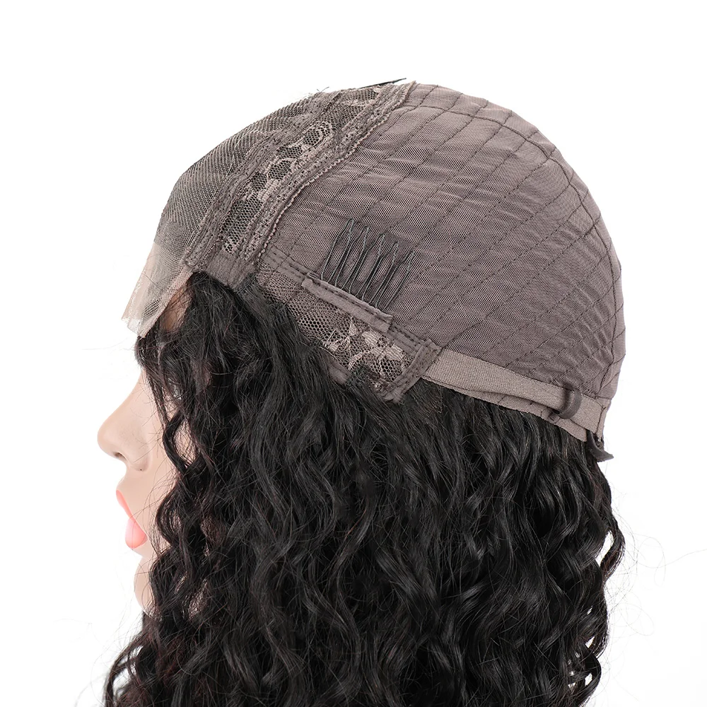 

TOOCCI 4x4 Deep Curly Lace Closure Front Wig Water Wave 180% Density Curly Human Hair Wig for Black Women Perruque Humain