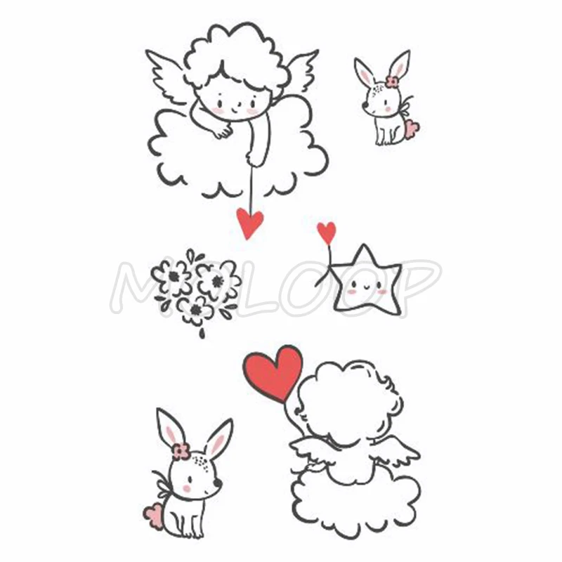 

Flower Stickers Cute Cupid Angel Rabbit Star Tattoo Body Art Makeup Waterproof Temporary Women and Men Fake Tatoo