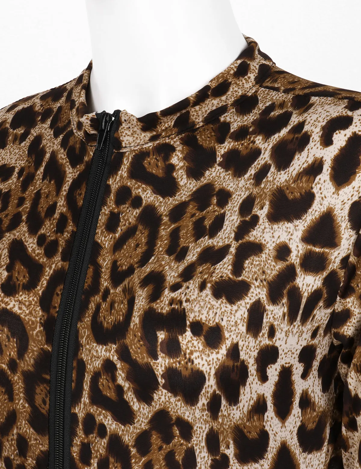 

Leopard Bodycon Sexy Jumpsuits Women Round Neck Long Sleeves Zipper Print Catsuit Leotard Romper Club Night Jumpsuit Female