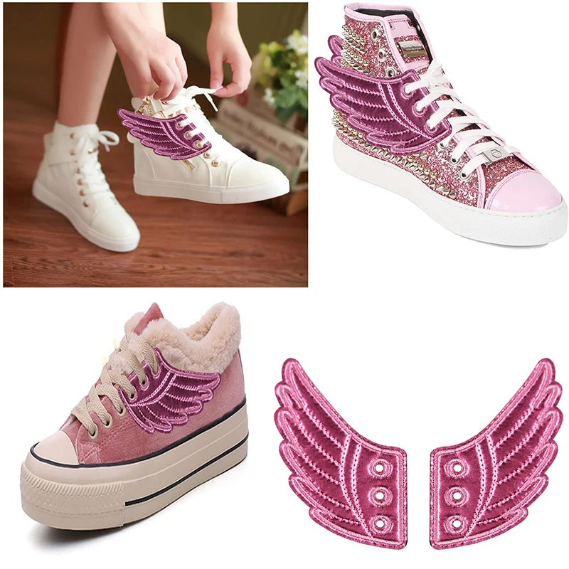 

Pink Angel Shoe Wings Accessories For Girls Boy Fly Shoes DIY Decorations Wings for Kids Skating Sneaker Daily Shoes Accessories