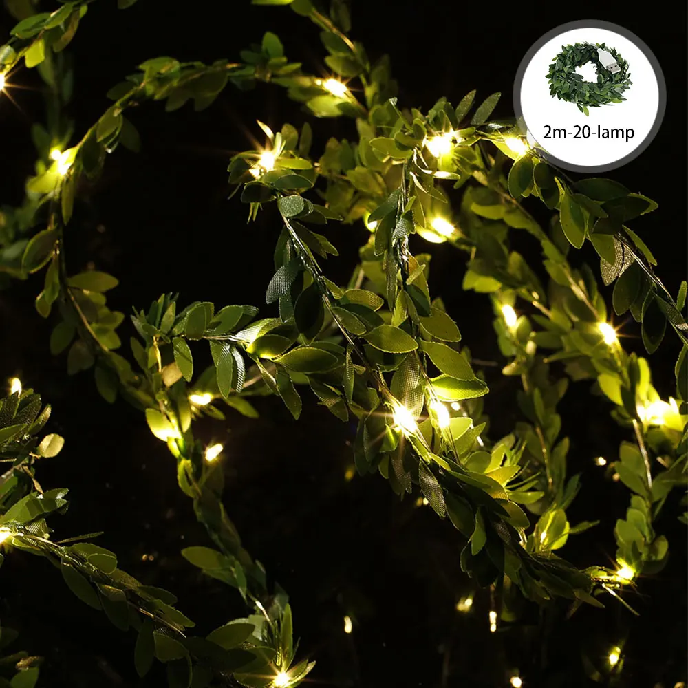 2/5/10 м гирлянда с листьями светодиодный Сказочный светильник USB s трава растения