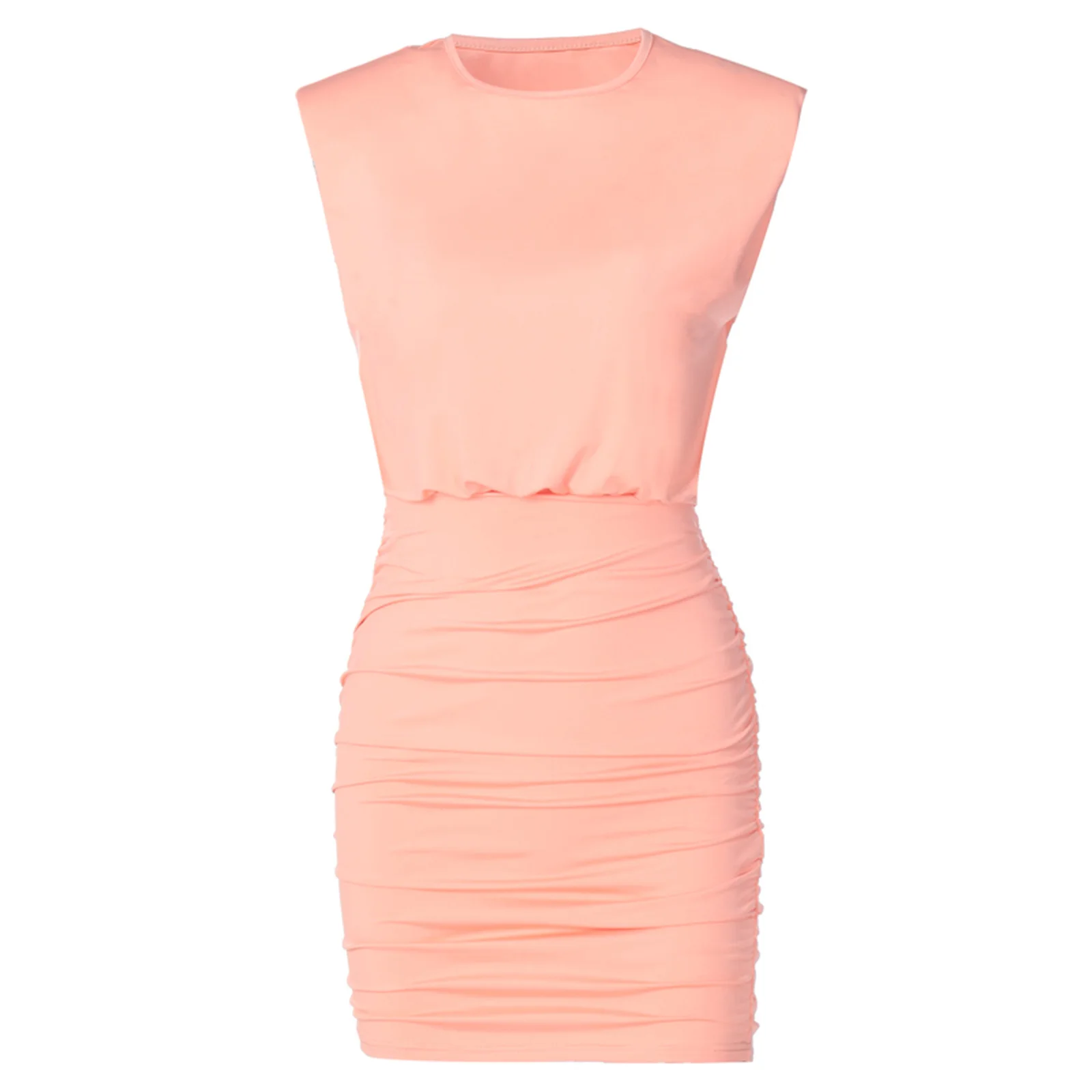 

Соблазнительное облегающее платье, новинка 2021 вечерние нее платье без рукавов с круглым вырезом, женское облегающее однотонное платье-кара...