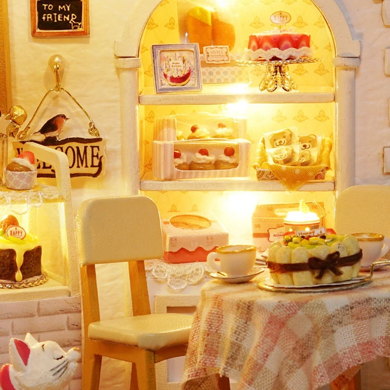 

Doll House Furniture Diy Miniature Dust Cover 3D Wooden Miniaturas Dollhouse Toys for Children Cake Diary